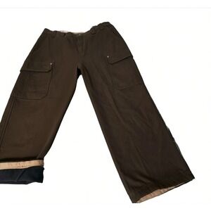 Carhartt Carpenter Pants Men's 42x30 Brown Flannel Lined Canvas Relaxed Duck